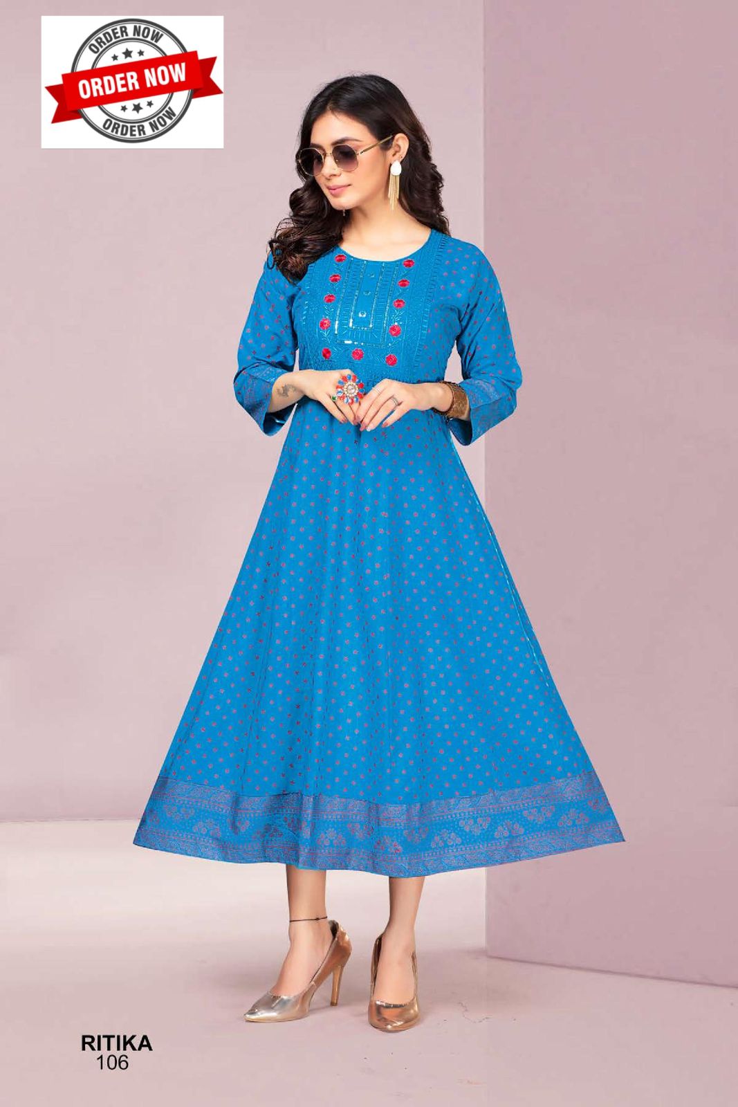 Ritika Vol 1 By Golden Block Printed Anarkali Kurtis Wholesale Shop In Surat
